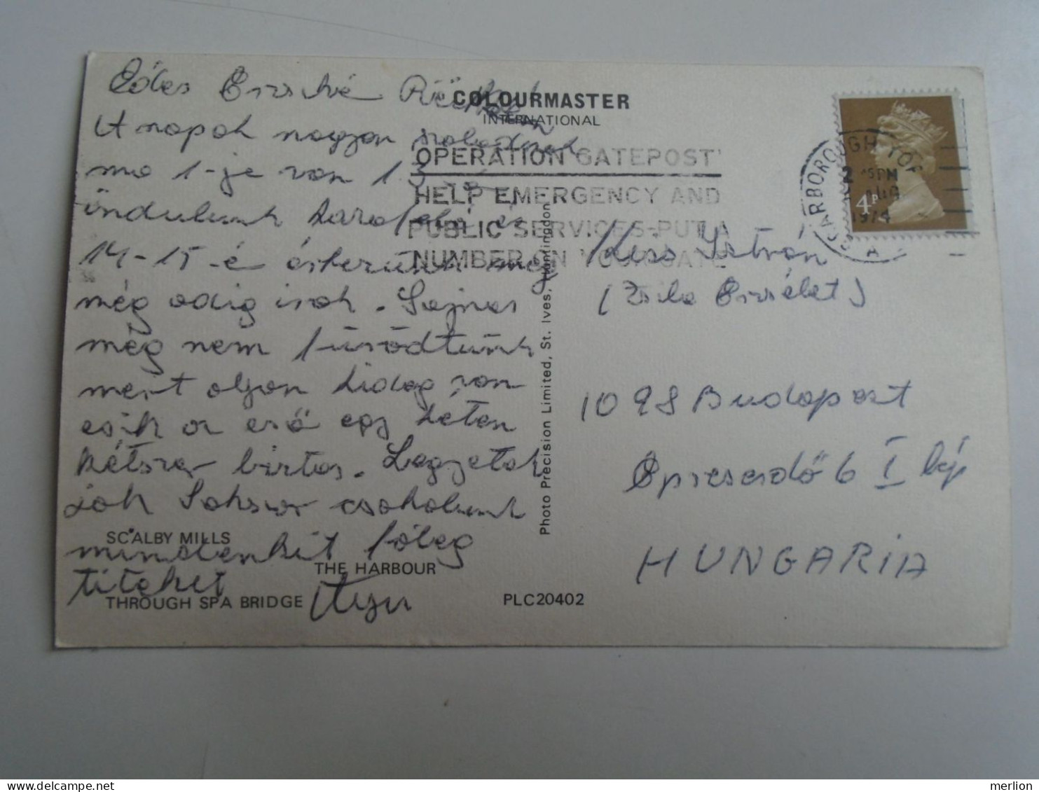 D196364    UK -England - Yorkshire - Scarborough   PU 1974 -slogan Operation Gatepost  - Sent To Hungary - Scarborough