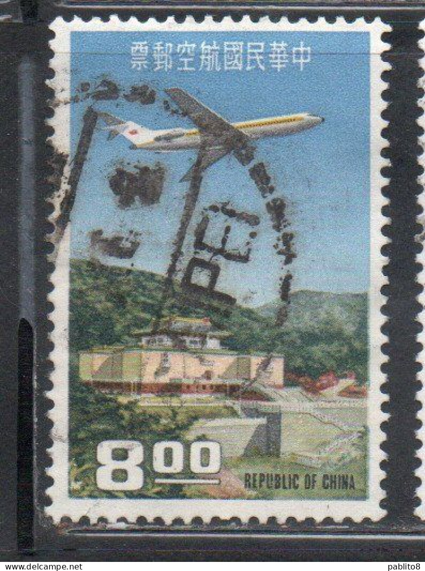 CHINA REPUBLIC CINA TAIWAN FORMOSA 1967 AIR POST MAIL AIRMAIL BOEING727 OVER NATIONAL PALACE MUSEUM TAIPEI 8$ USED USATO - Poste Aérienne