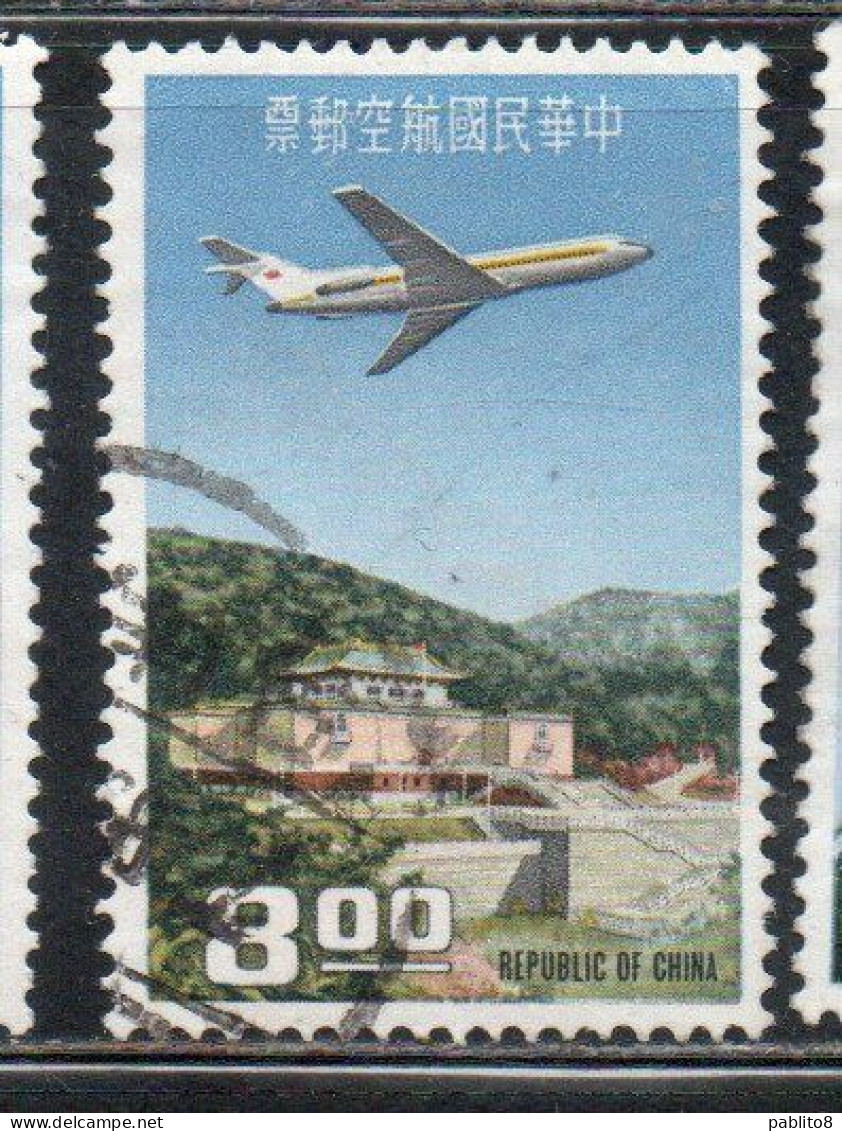 CHINA REPUBLIC CINA TAIWAN FORMOSA 1967 AIR POST MAIL AIRMAIL BOEING727 OVER NATIONAL PALACE MUSEUM TAIPEI 8$ USED USATO - Poste Aérienne