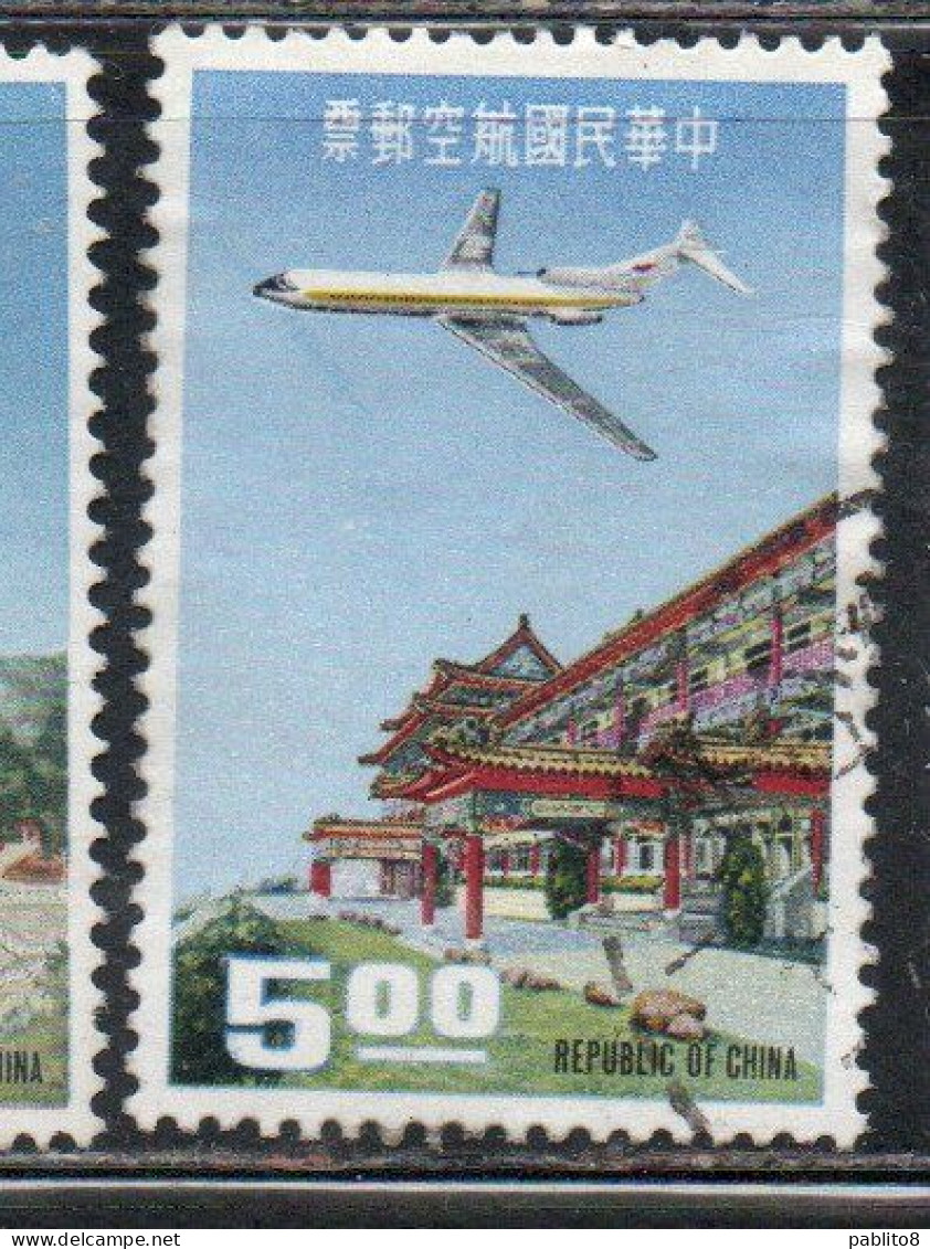 CHINA REPUBLIC CINA TAIWAN FORMOSA 1967 AIR POST MAIL AIRMAIL BOEING727 OVER CHILIN PAVILION GRAND HOTEL 5$ USED USATO - Luftpost