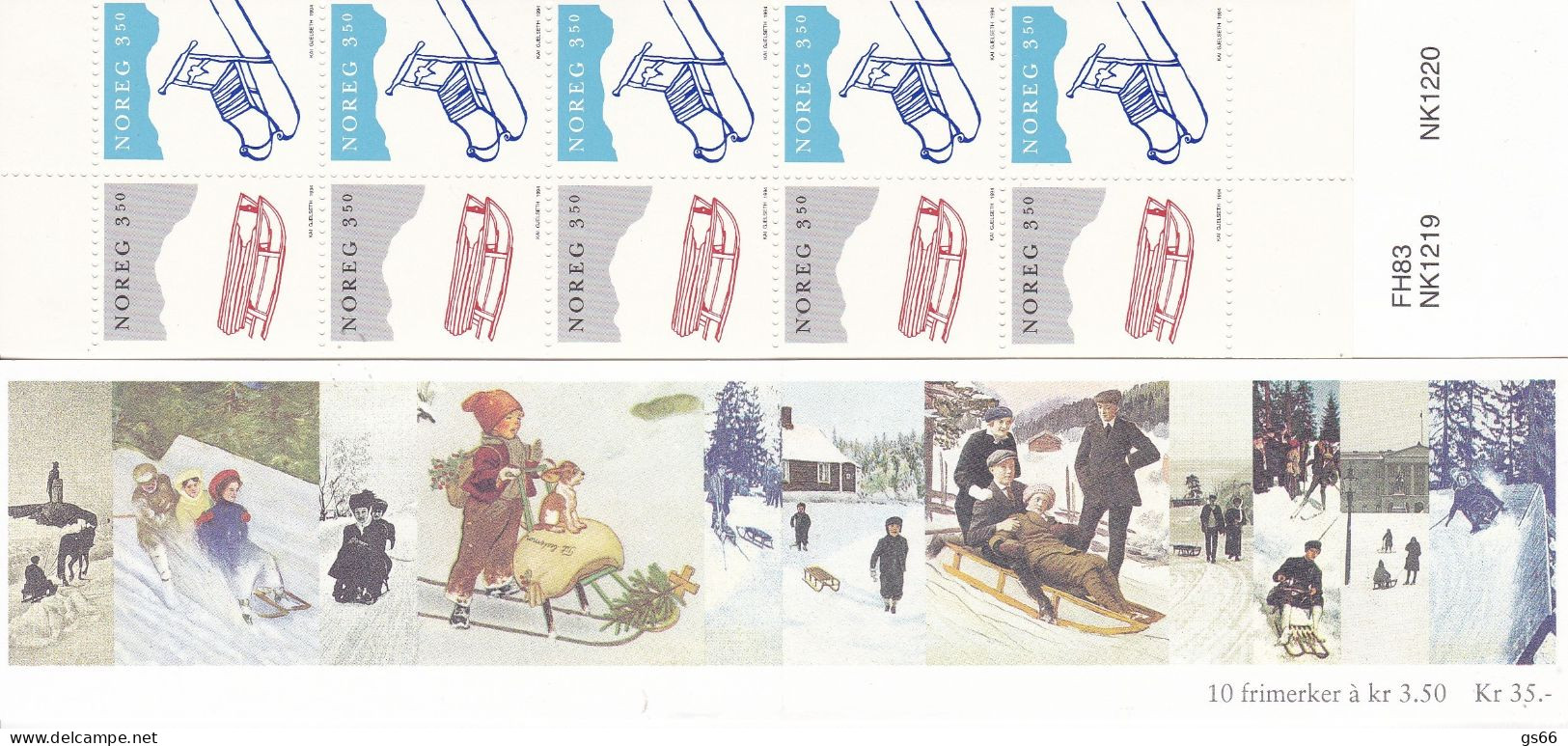 Norge, 1994, 1170/71, Booklet 23, MNH **, Weihnachten: Schlitten, - Carnets