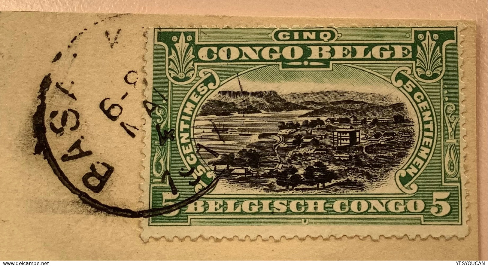BASANKUSU1917entier Postal Illustré5c GARE MAYUMBE25>Netherlands (Congo Belge Railroad Station Bahnhof Postal Stationery - Covers & Documents