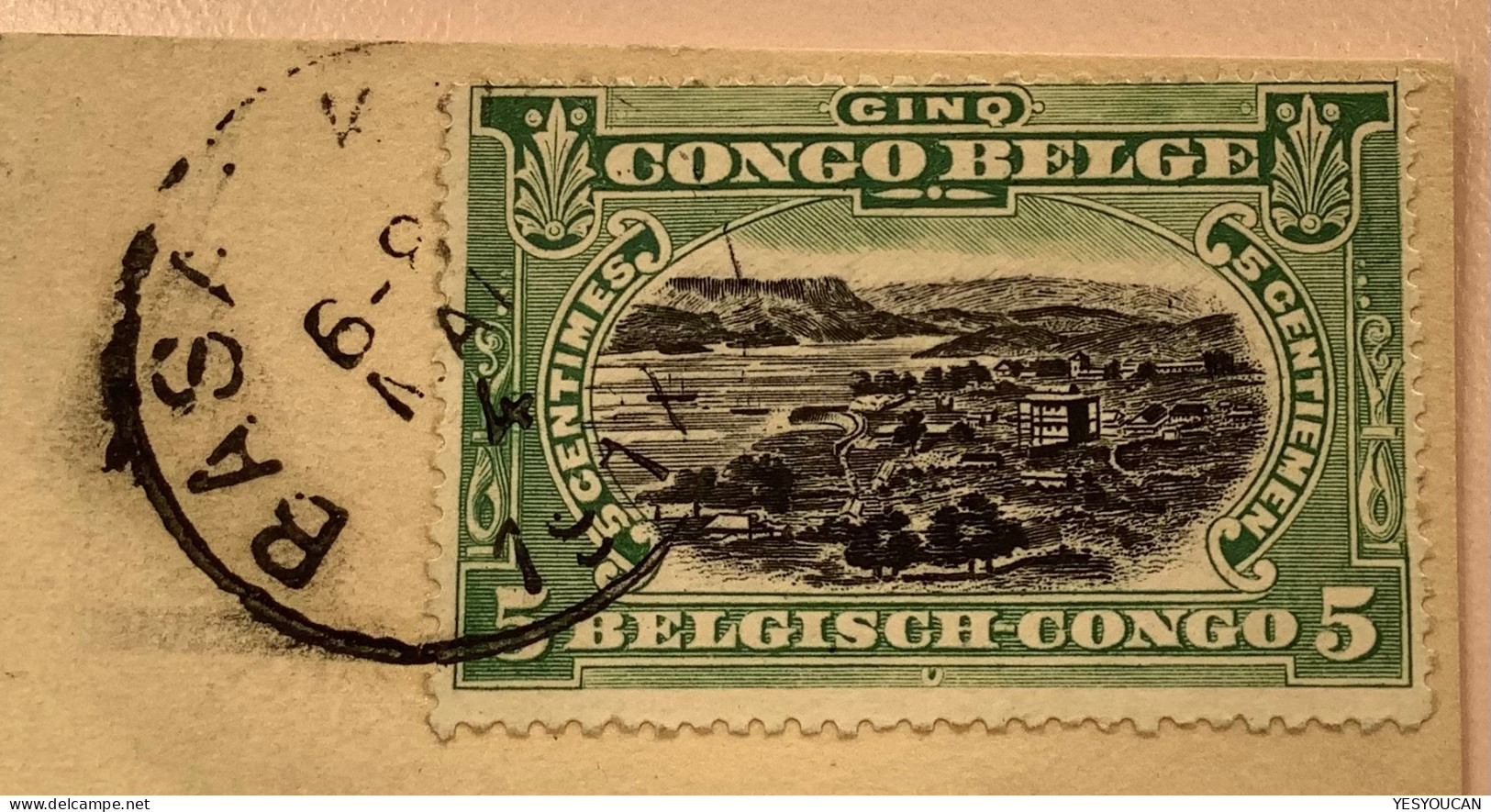 BASANKUSU1917entier Postal Illustré5c GARE MAYUMBE25>Netherlands (Congo Belge Railroad Station Bahnhof Postal Stationery - Brieven En Documenten