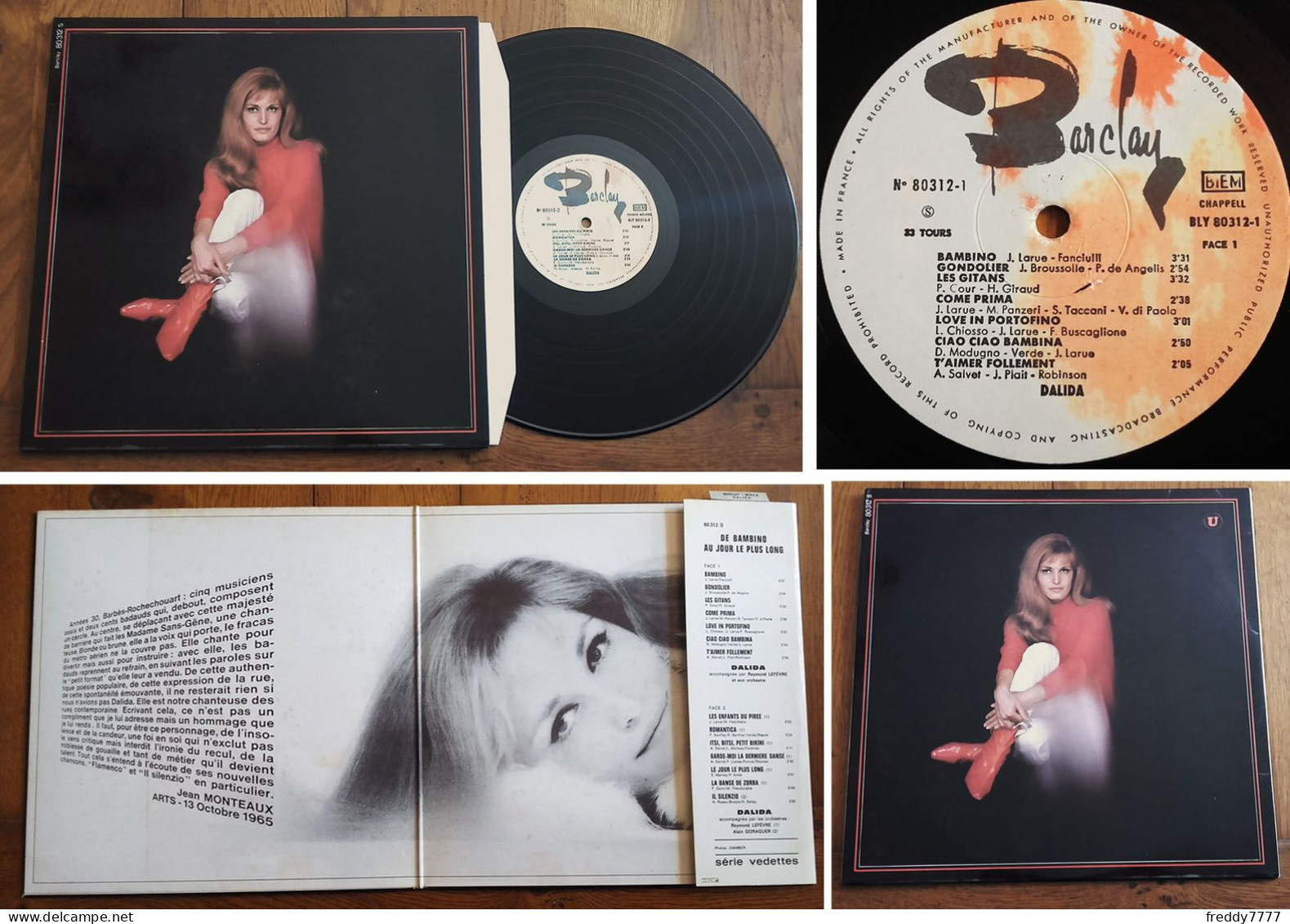 RARE French LP 33t RPM BIEM (12") DALIDA «De 'Bambino' à 'Il Silenzio'» (Gatefold P/s, 1967) - Collectors