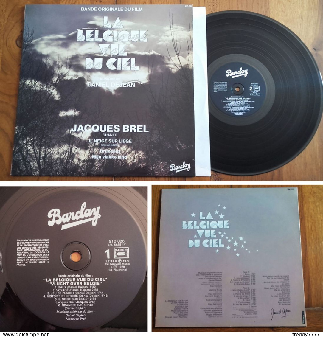 RARE French LP 33t RPM (12") BOF OST «LA BELGIQUE VUE DU CIEL» (Jacques Brel, 1980) - Musique De Films