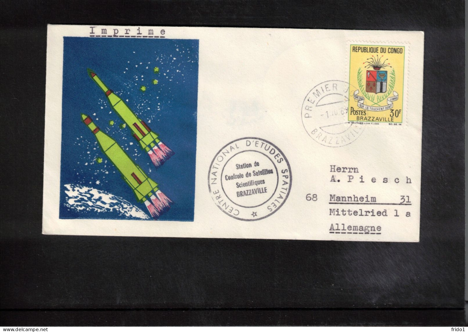 Congo 1969 Space / Weltraum Earth Station For Tracking Satellites Brazzaville Interesting Cover - Afrique