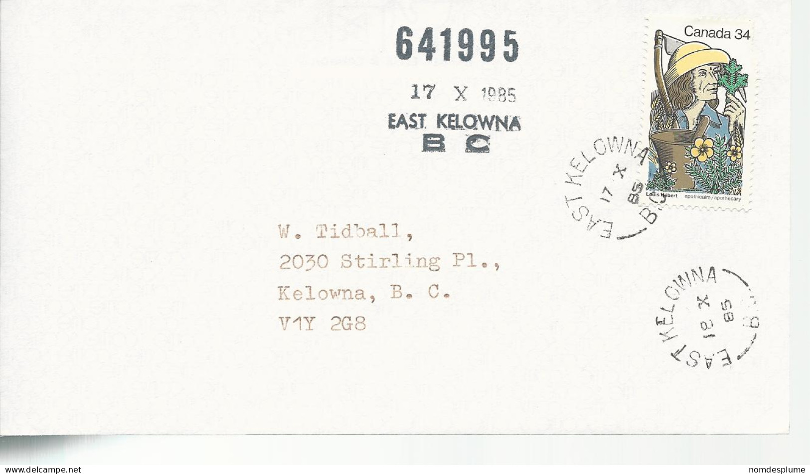 23103) Canada  East Kelowna Postmark Cancel  - Briefe U. Dokumente