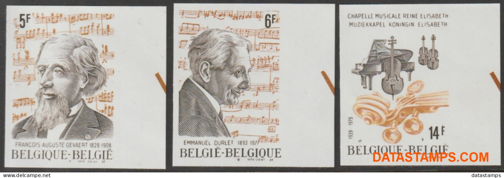 België 1979 - Mi:2003/2005, Yv:1956/1958, OBP:1951/1953, Stamp - □ - Muziek  - 1961-1980