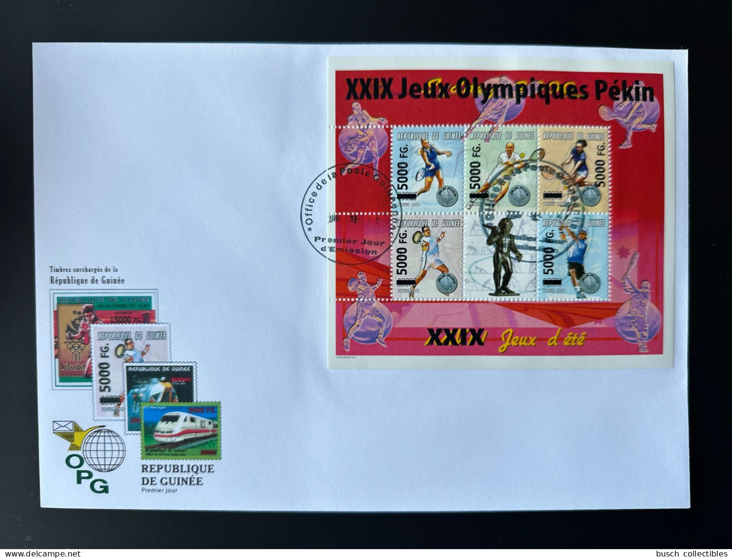 Guinée Guinea 2008 Mi. Mi. 6285-6289 FDC Surchargé Overprint Olympic Games Sydney 2000 Pekin Beijing Jeux Olympiques - Tennis