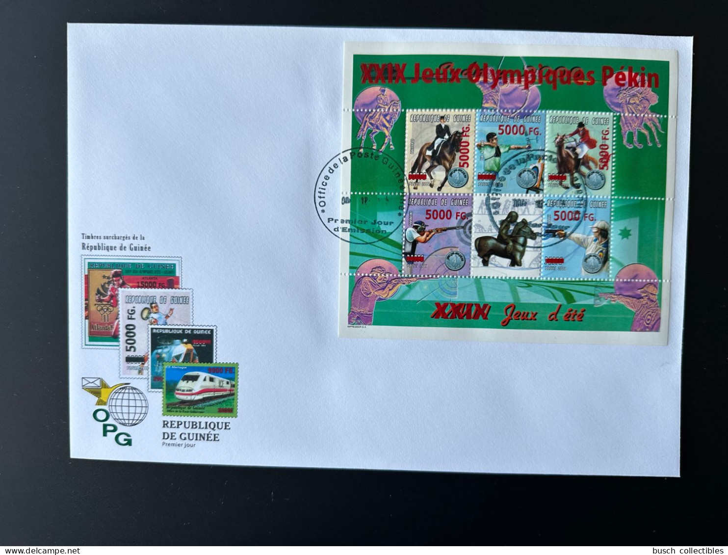 Guinée Guinea 2008 Mi. 6280-6284 FDC Surchargé Overprint Olympic Games Sydney 2000 Pekin Beijing 2008 Jeux Olympiques - Boogschieten