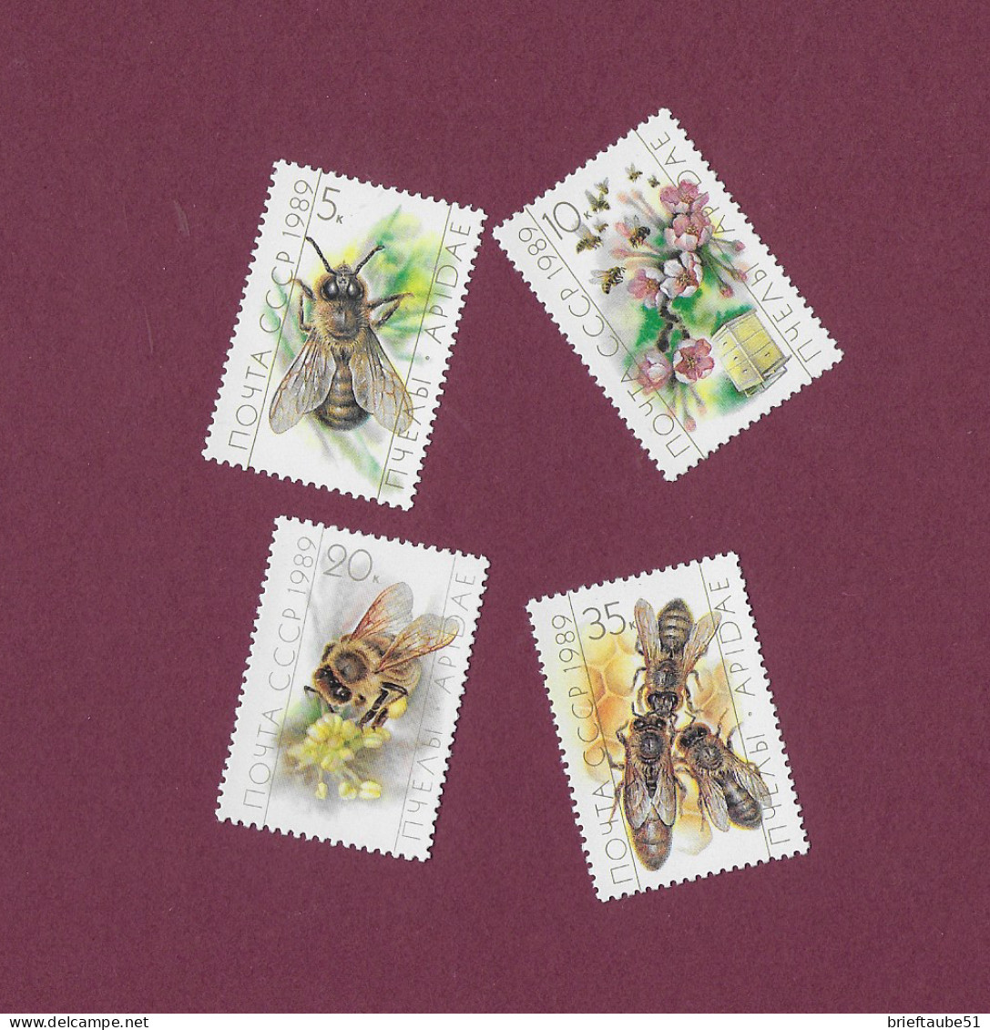 SOWJETUNION 1989  Postfrisch**MNH  Michel-Nr. 5950-5953  #  NATURSCHUTZ  #  BIENEN - Abeilles