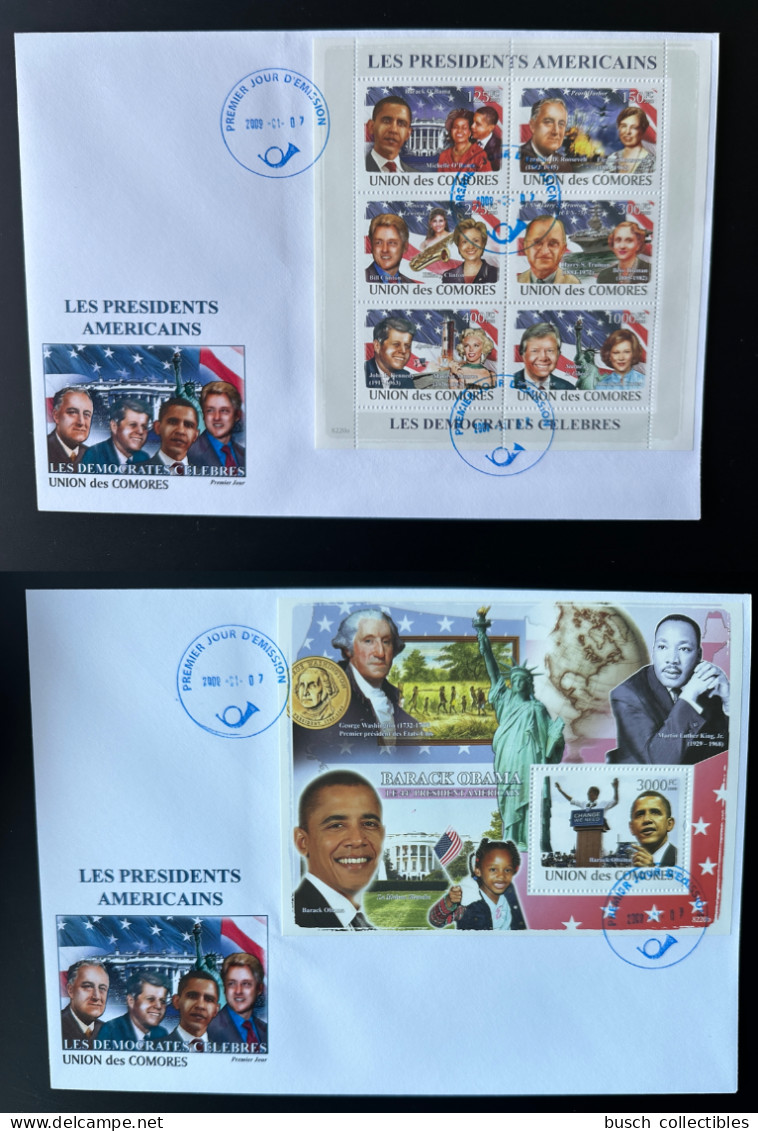 Comores Comoros Komoren 2008 FDC Martin Luther King USA Presidents John Fitzgerald Kennedy Mi. I-VI Bl. I President - Martin Luther King