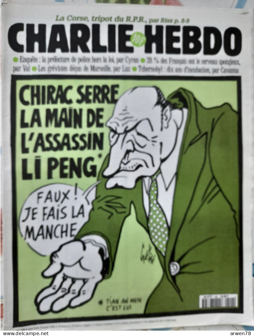 CHARLIE HEBDO 1996 N° 199 CHIRAC SERRE LA MAIN DE LI PENG TIAN AN MEN - Humour