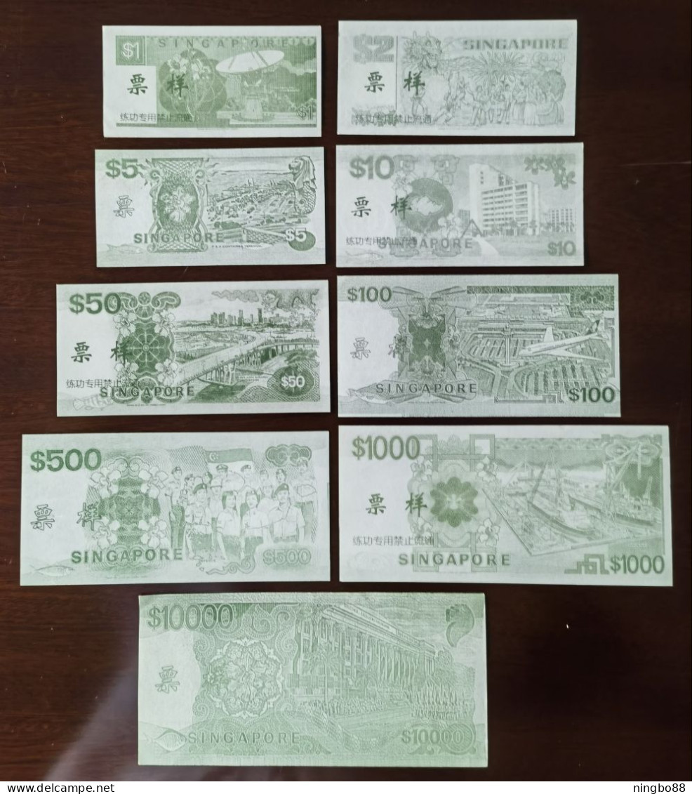 China BOC (bank Of China) Training/test Banknote,Singapore Note B Series 9 Different Specimen Overprint,original Size - Singapour