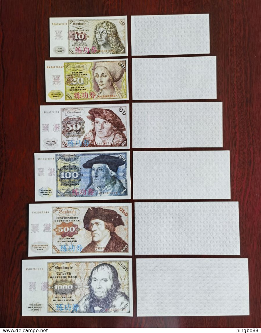 China BOC (bank Of China) Training/test Banknote,Germany A Series 6 Diff. DM Deutsche Mark Note Specimen Overprint - [17] Vals & Specimens