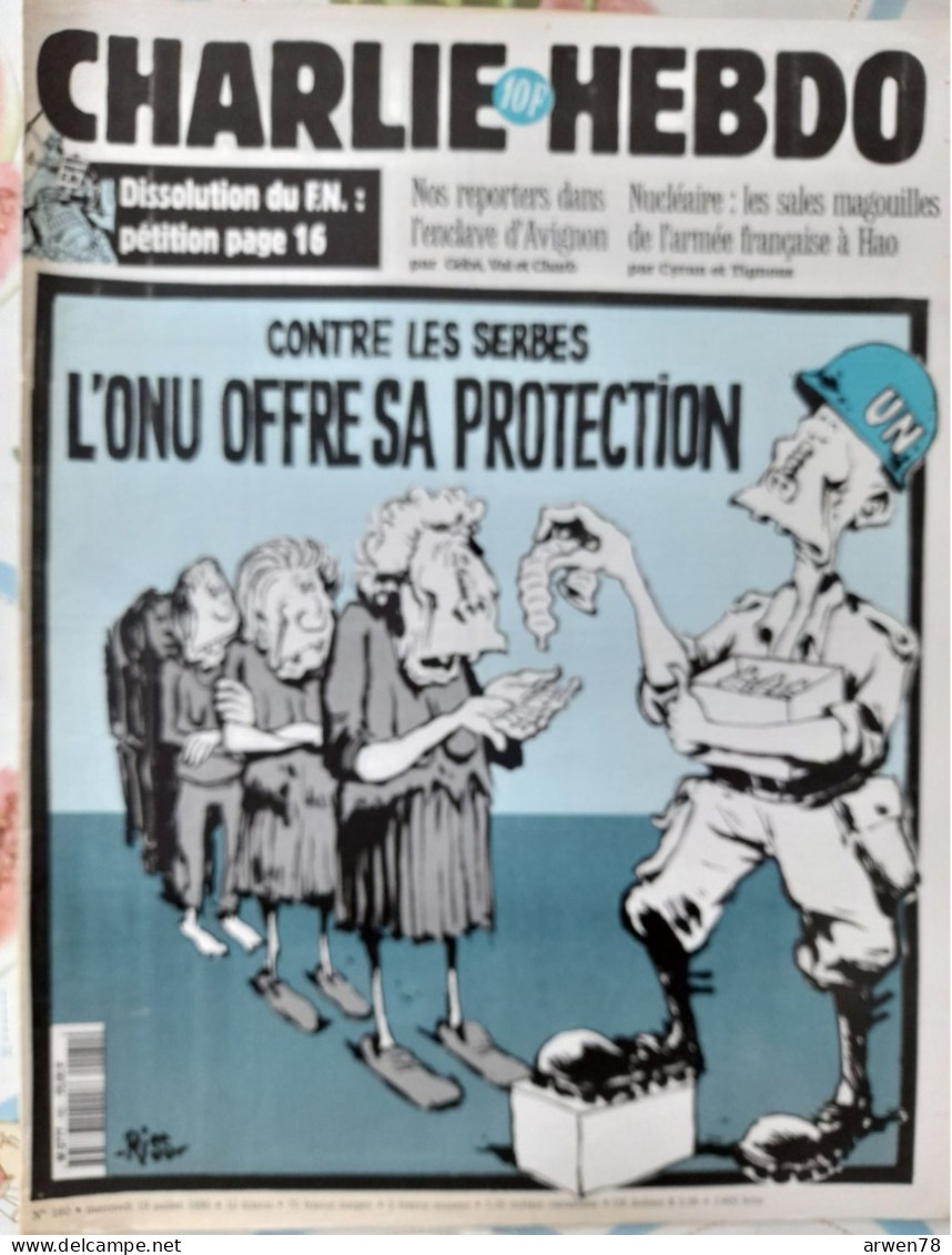 CHARLIE HEBDO 1995 N° 160 SERBIE CONTRE LES SERBES L'O N U OFFRE SA PROTECTION - Humour