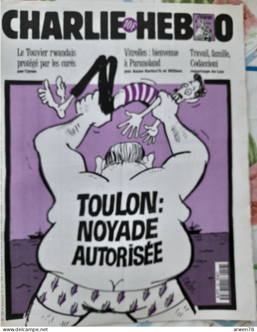 CHARLIE HEBDO 1995 N° 338 TOULON NOYADE AUTORISEE FRONT NATIONAL - Humour