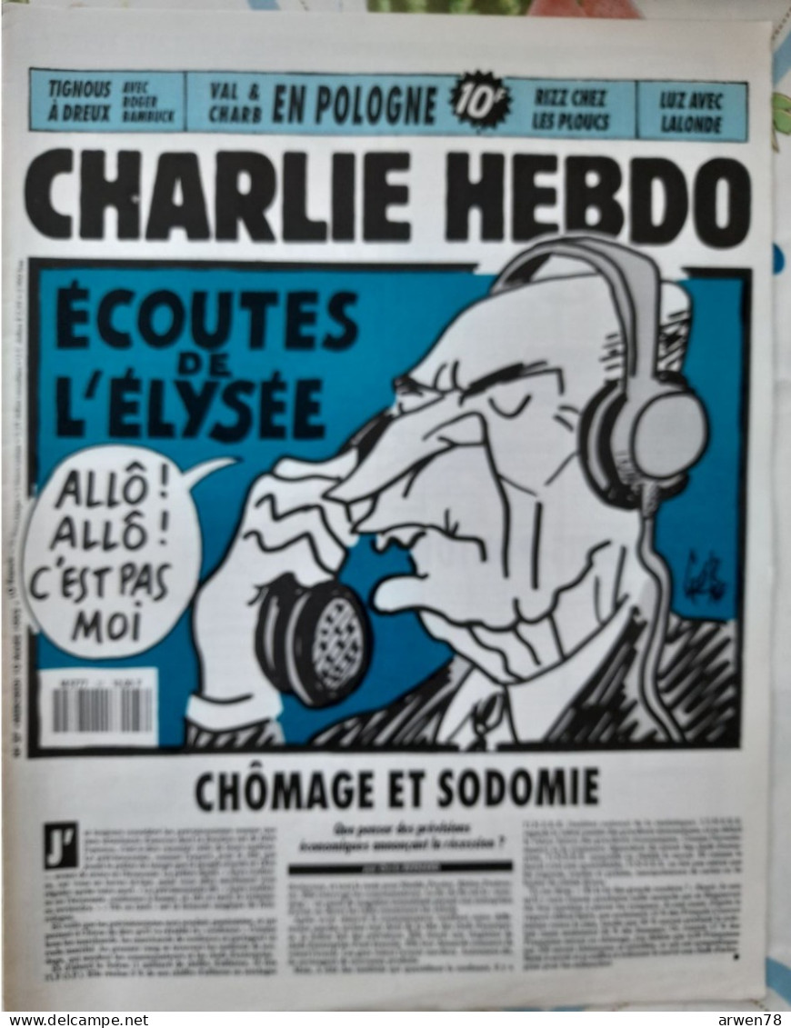 CHARLIE HEBDO 1993 N° 37 FRANCOIS MITTERRAND ECOUTES DE L'ELYSEE - Humour