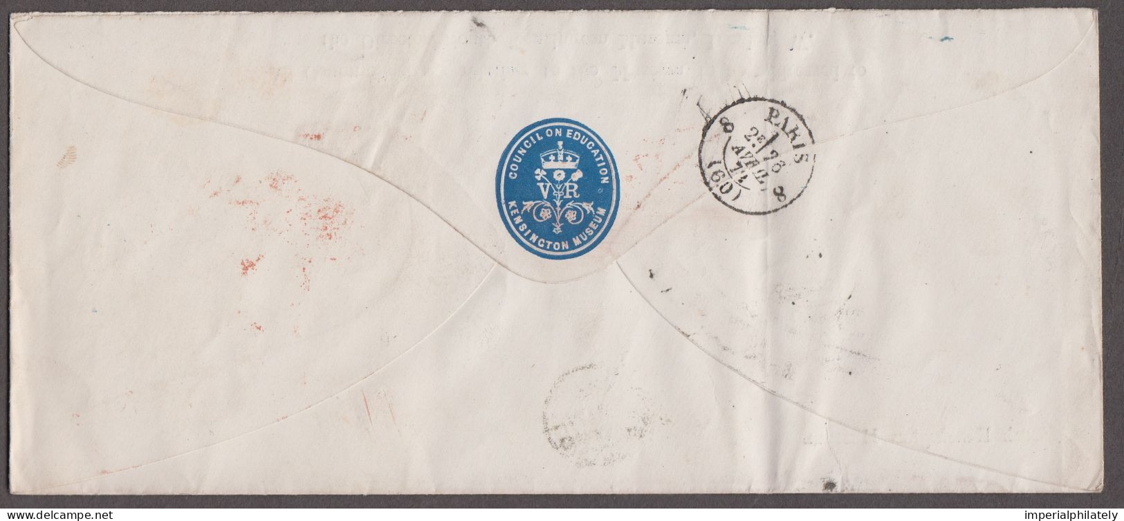 1872 (Apr 25) OHMS Envelope From The Council On Education At South Kensington Museum (blue Inscriptions) - Service