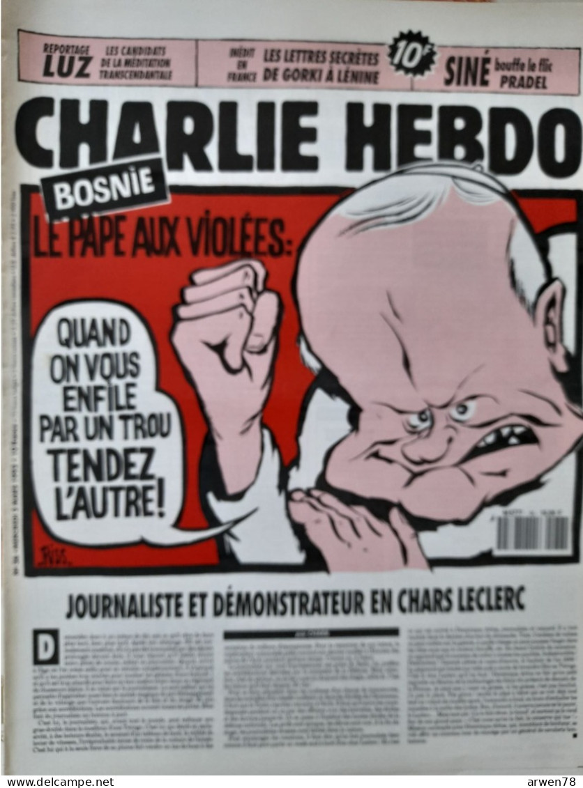 CHARLIE HEBDO 1993 N° 36 BOSNIE LE PAPE - Humour