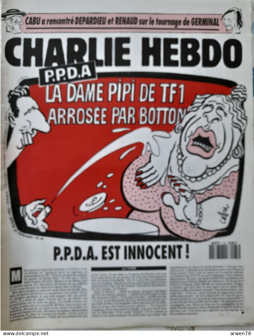 CHARLIE HEBDO 1993 N° 33 LA DAME PIPI DE T F 1 ARROSEE PAR BOTTON PPDA EST INNOCENT ( Déjà ! ) - Humour