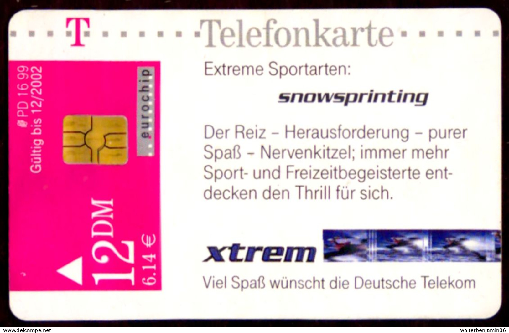 SCHEDA PHONECARD GERMANY EXTREME SPORTARTEN 3 SNOWSPRINTING PD 16/99 - P & PD-Series: Schalterkarten Der Dt. Telekom