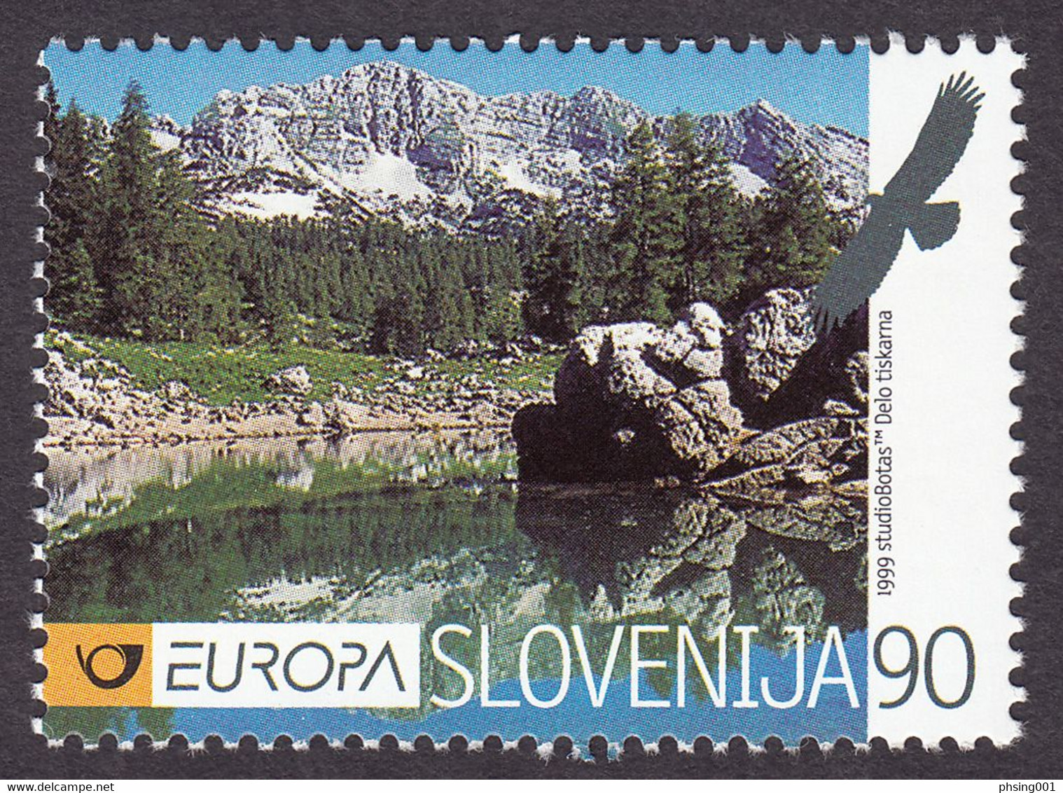 Slovenia 1999 Europa CEPT National Park Triglav Nature Mountains Birds Of Pray Eagles Trees Waters MNH - 1999