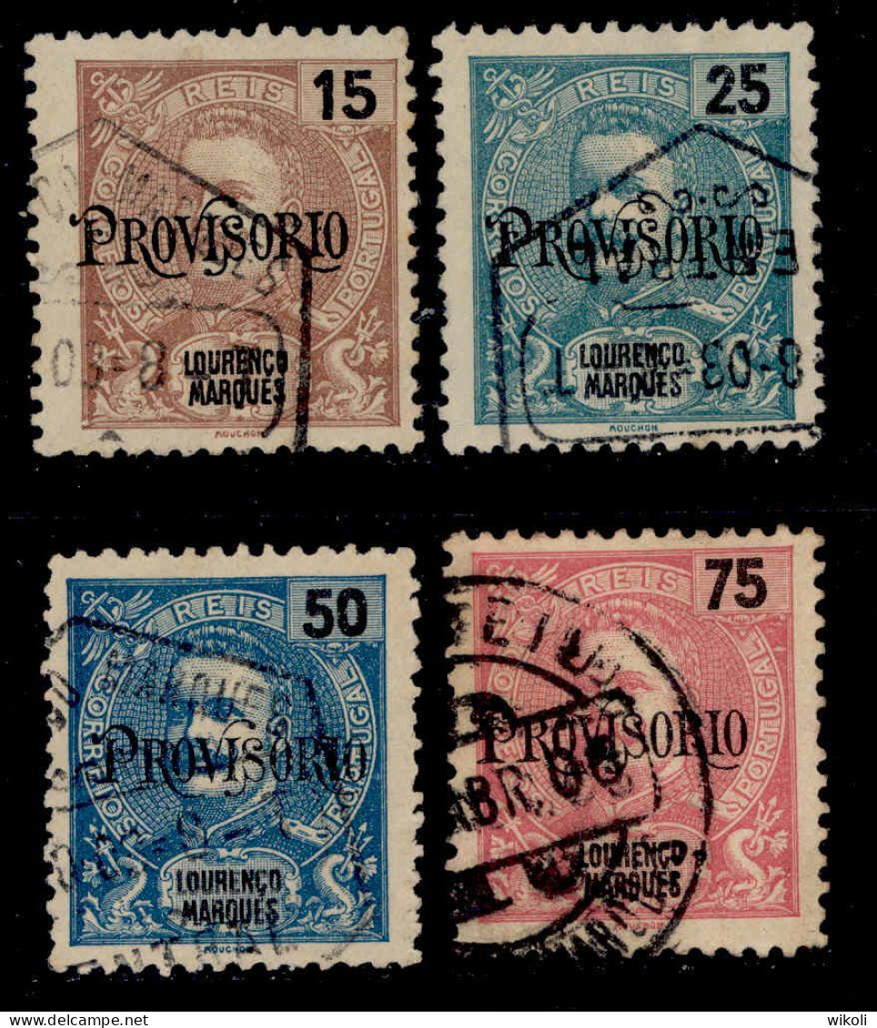 ! ! Lourenco Marques - 1902 D. Carlos "Provisorio" (Complete Set) - Af. 65 To 68 - Used - Lourenco Marques