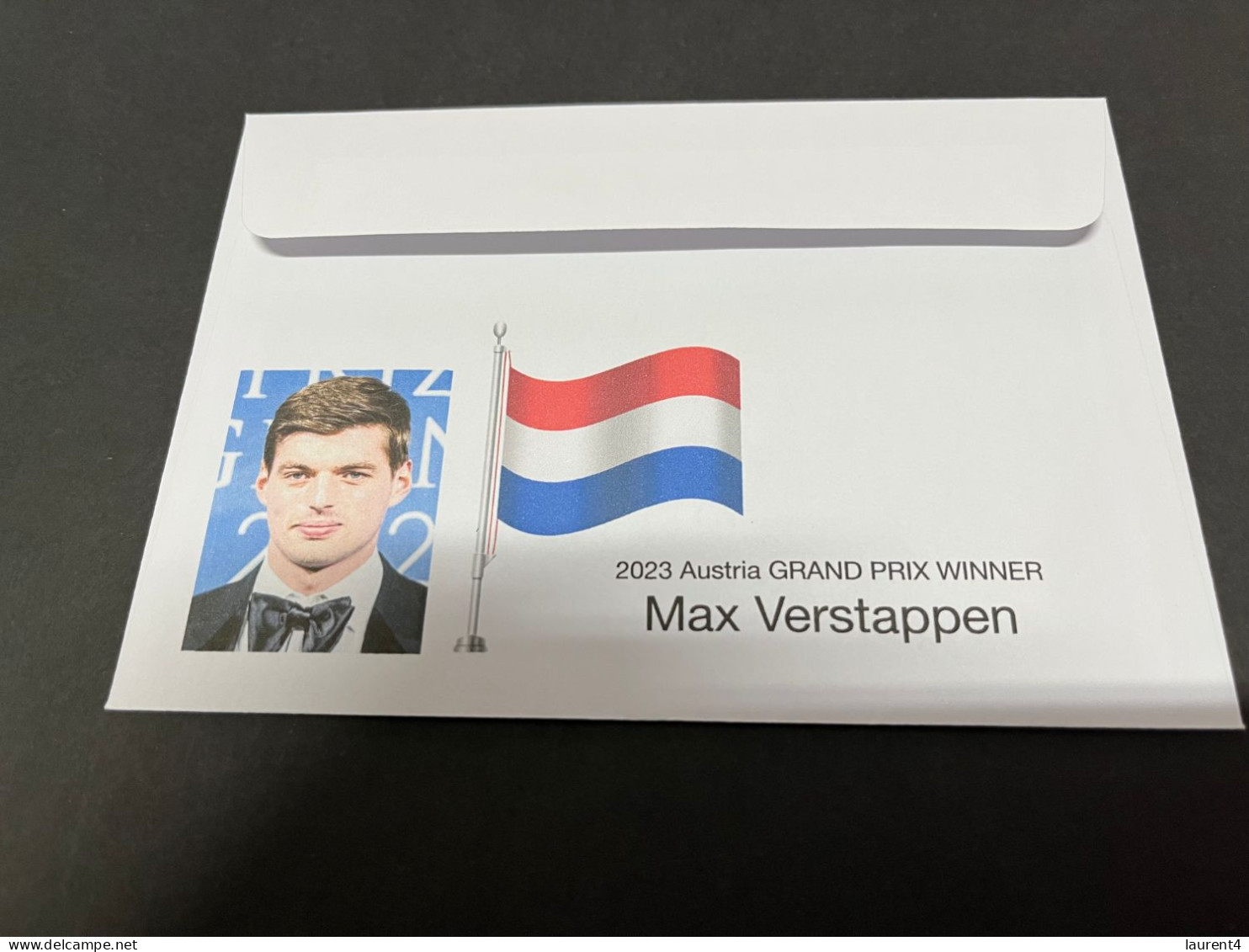 4-7-2023 (1 S 17) Formula One - 2023 Austria Grand Prix - Winner Max Verstappen (2 July 2023) Austria UN Flag Stamp - Other & Unclassified