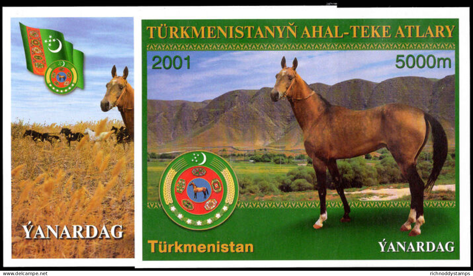 Turkmenistan 2001 Akhal-Teke Horses Set Of Two Souvenir Sheets Unmounted Mint. - Turkmenistan