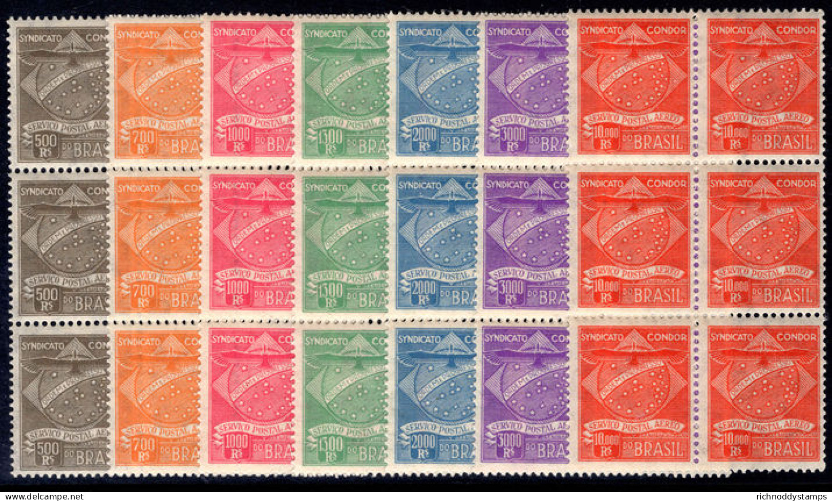 Brazil 1927 Condor Set In Blocks Of 6 Unmounted Mint. - Poste Aérienne (Compagnies Privées)