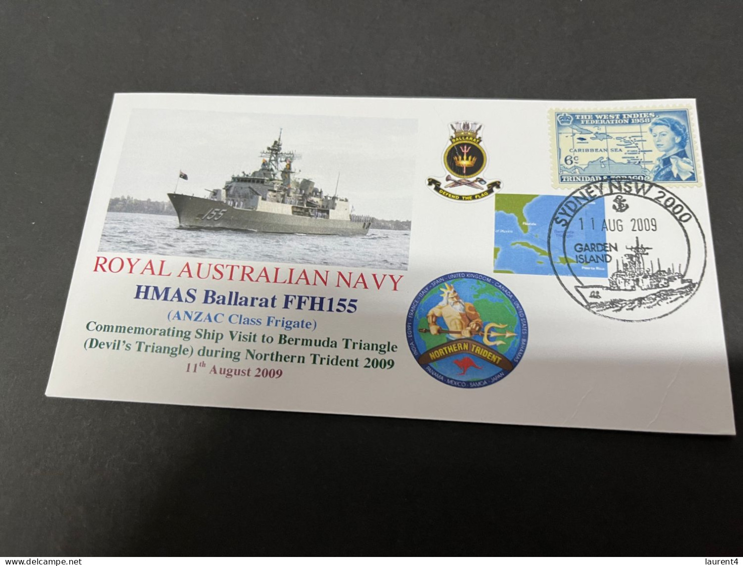 4-7-2023 (1 S 19) Royal Australian Navy Warship - HMAS Ballarat FFH 155 (Trinidad & Tobago Stamp) Bermuda Triangle - Sonstige & Ohne Zuordnung