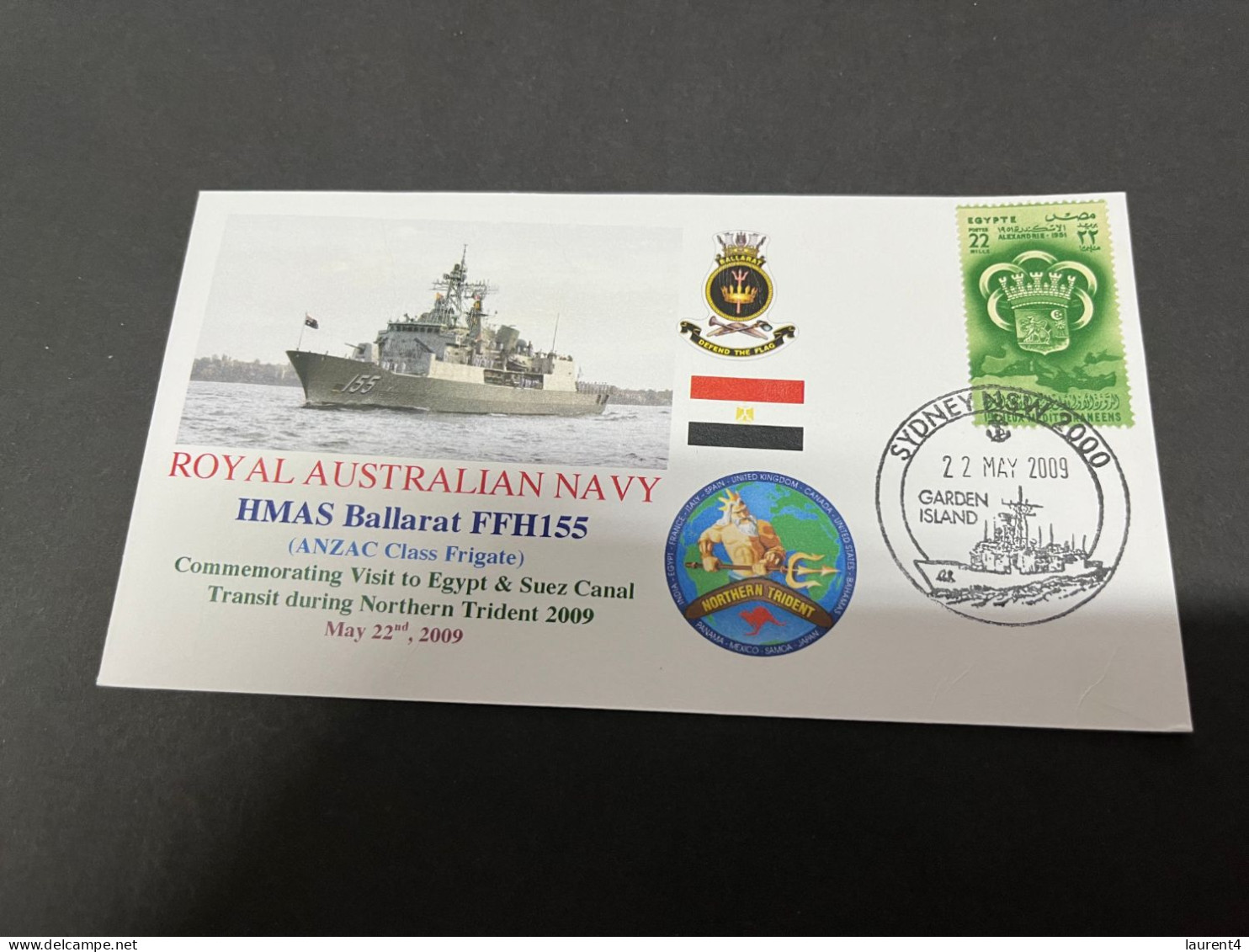 4-7-2023 (1 S 19) Royal Australian Navy Warship - HMAS Ballarat FFH 155 (Egypt Stamp) Suez Canal - Sonstige & Ohne Zuordnung