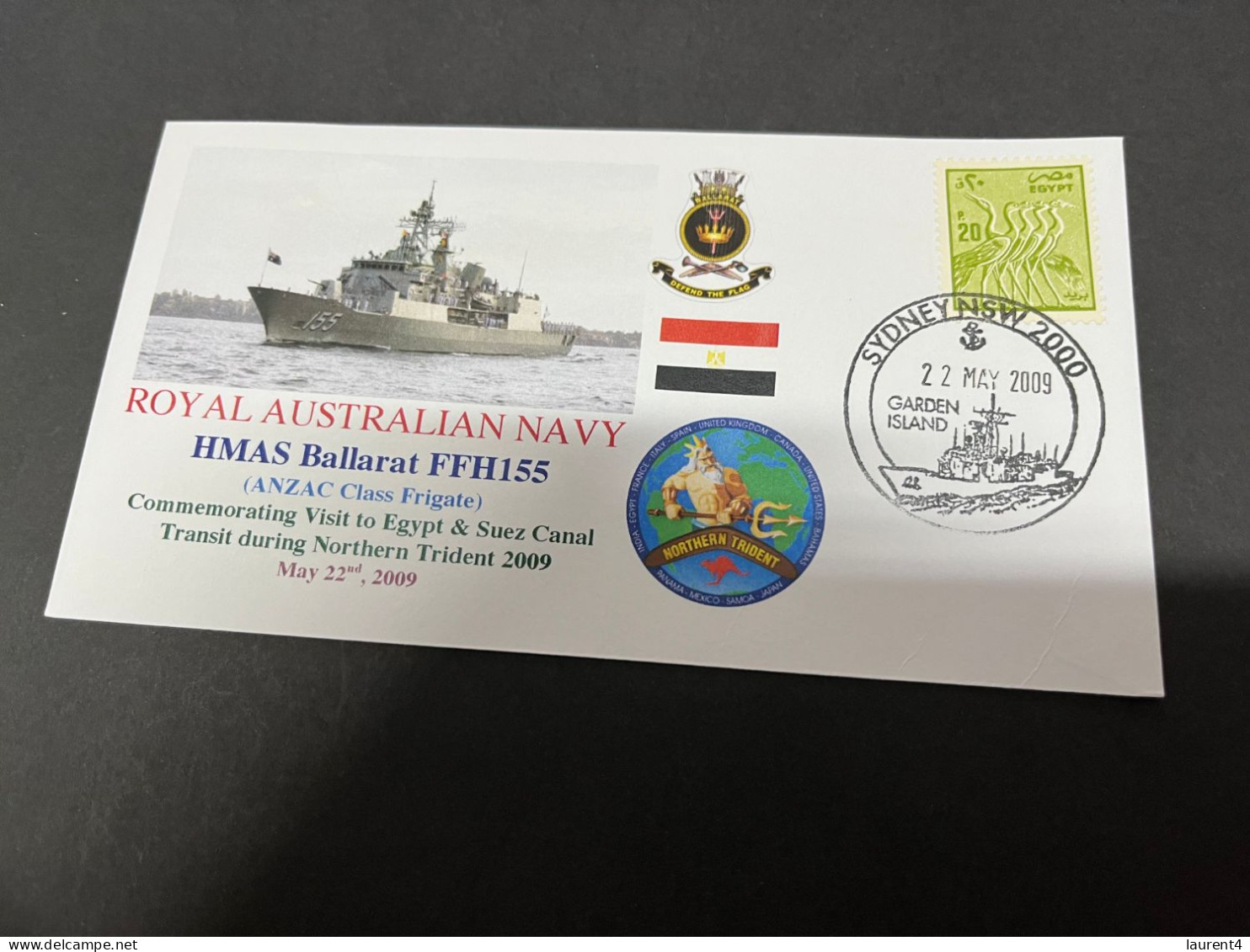 4-7-2023 (1 S 19) Royal Australian Navy Warship - HMAS Ballarat FFH 155 (Egypt Stamp) Suez Canal - Otros & Sin Clasificación