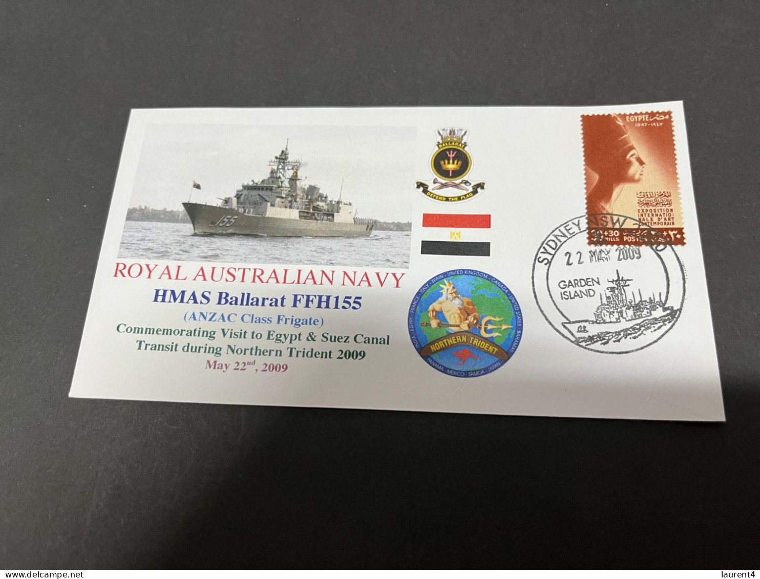 4-7-2023 (1 S 19) Royal Australian Navy Warship - HMAS Ballarat FFH 155 (Egypt Stamp) Suez Canal - Autres & Non Classés