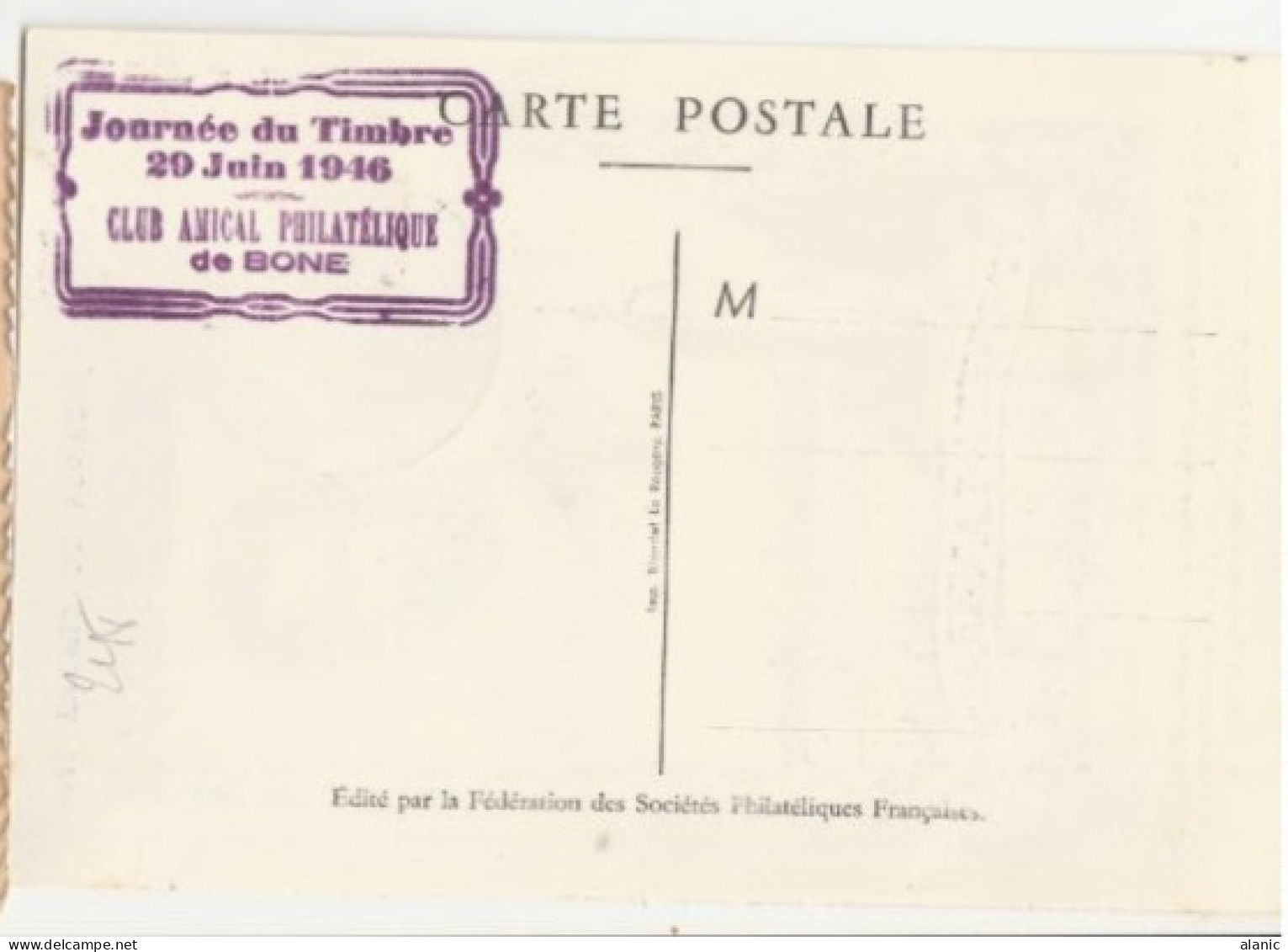 Algérie Carte Maximum Journée Du Timbre BONE 1946 - Yvert N° 248 Fouquet De La Varane - Tarjetas – Máxima