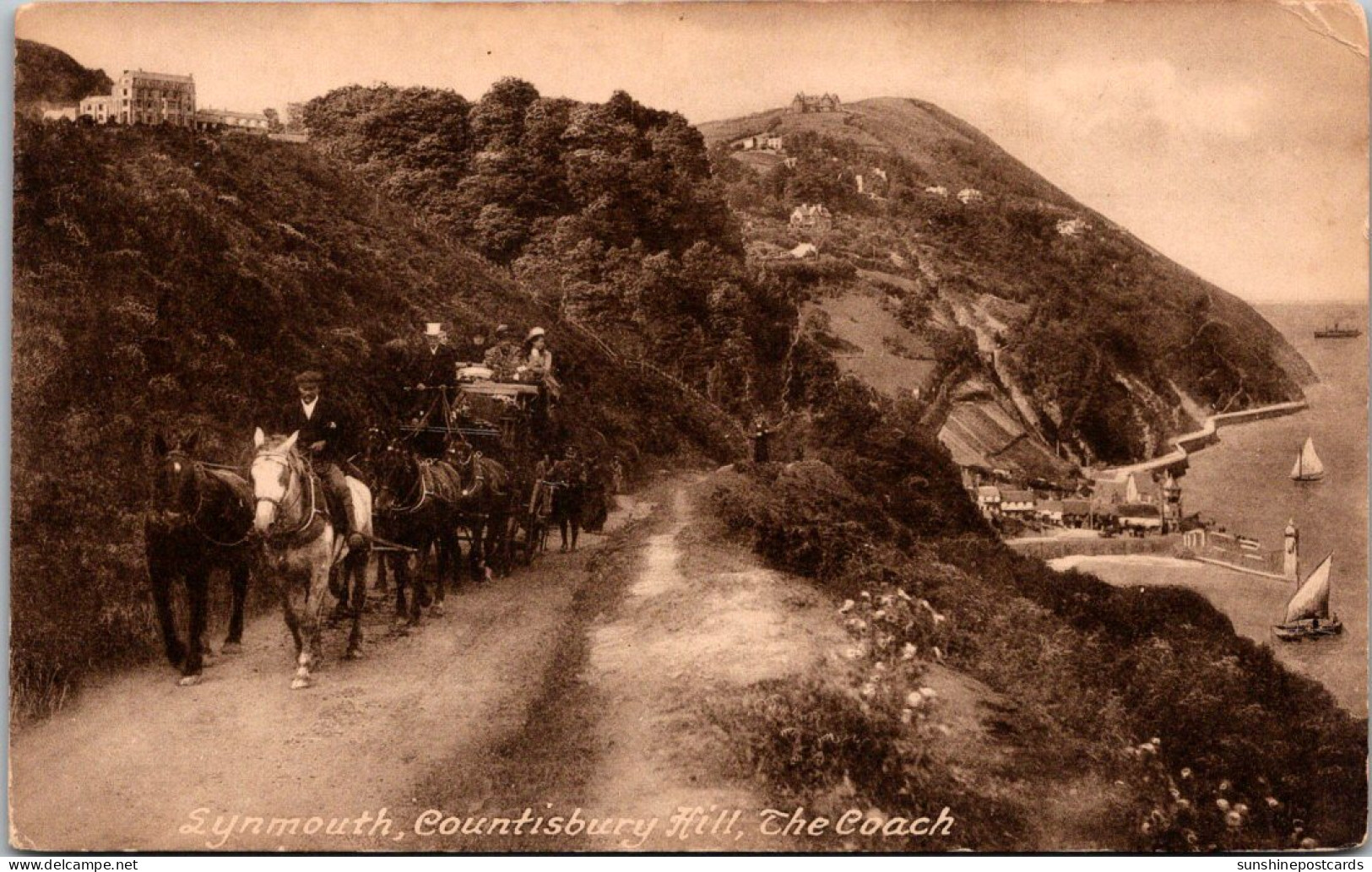 England Lynmouth Countisbury Hill The Coach  - Lynmouth & Lynton