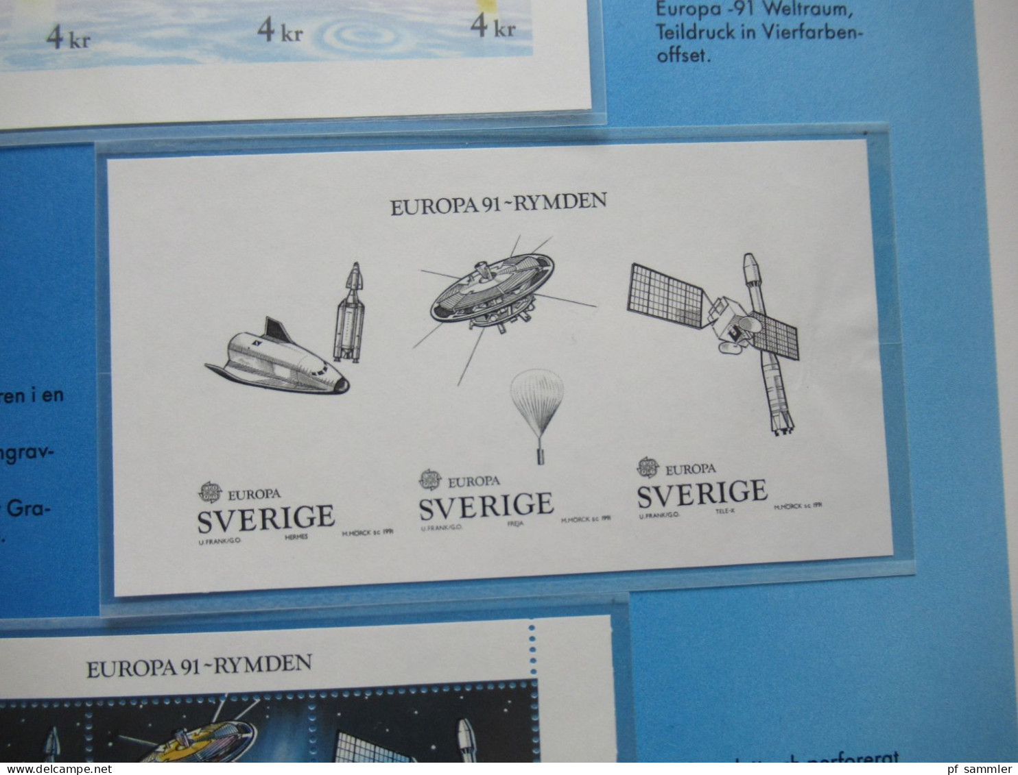 Schweden Europa  CEPT 1991, Samlarfolder Nr. 2 Ungezähnt Und Schwarzdruck, Limitierte Auflage / Weltraum Rymden 91 - Lettres & Documents