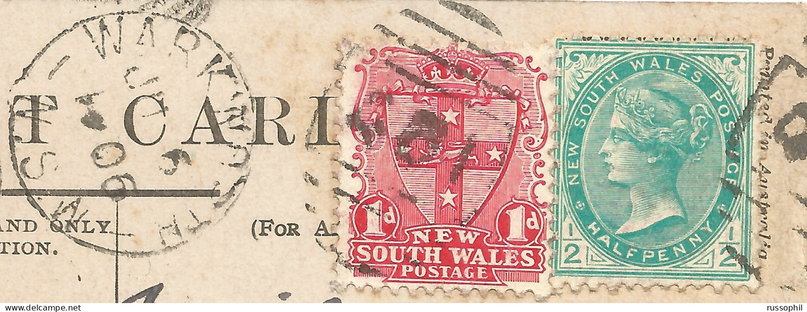 AUSTRALIA NSW - FRANKED PC (VIEW OF SYDNEY) FROM WARKWORTH TO ITALY - BARRED NUMERAL CANCEL 401 - 1906 - Covers & Documents