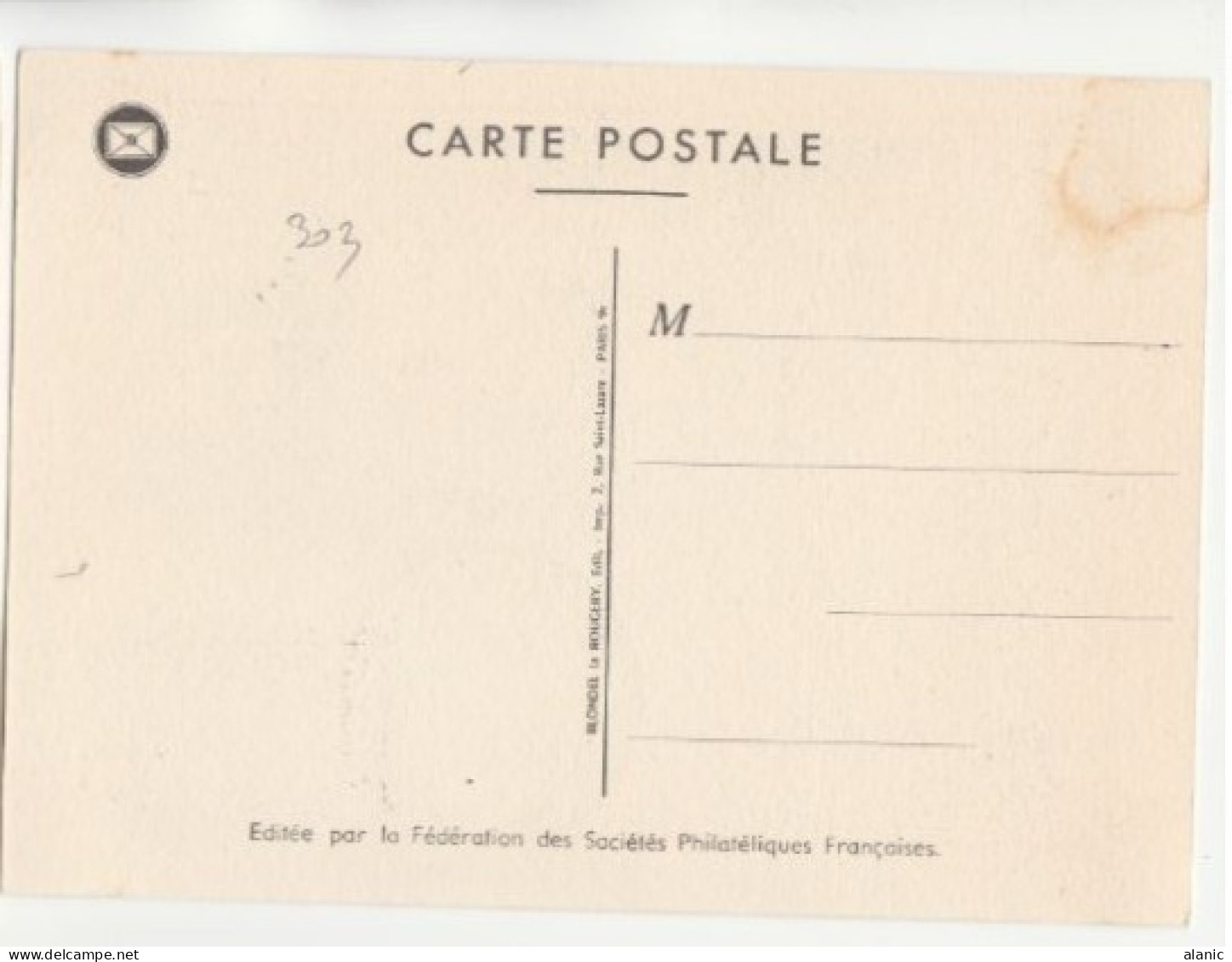 ALGERIE-Carte Maximum- N°303 JOURNEE DU TIMBRE 1953 -ORAN - Maximumkaarten