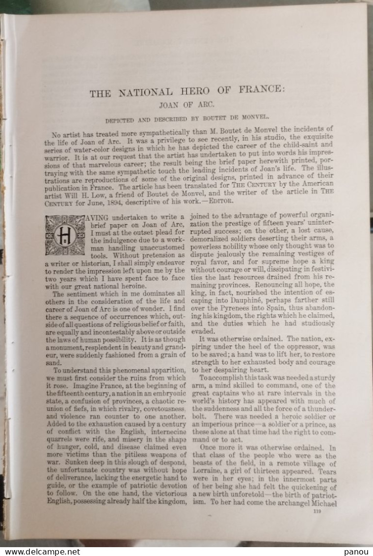 THE CENTURY MAGAZINE, 1896.  JOAN OF ARC JEANNE D' ARC FRANCE - Other & Unclassified