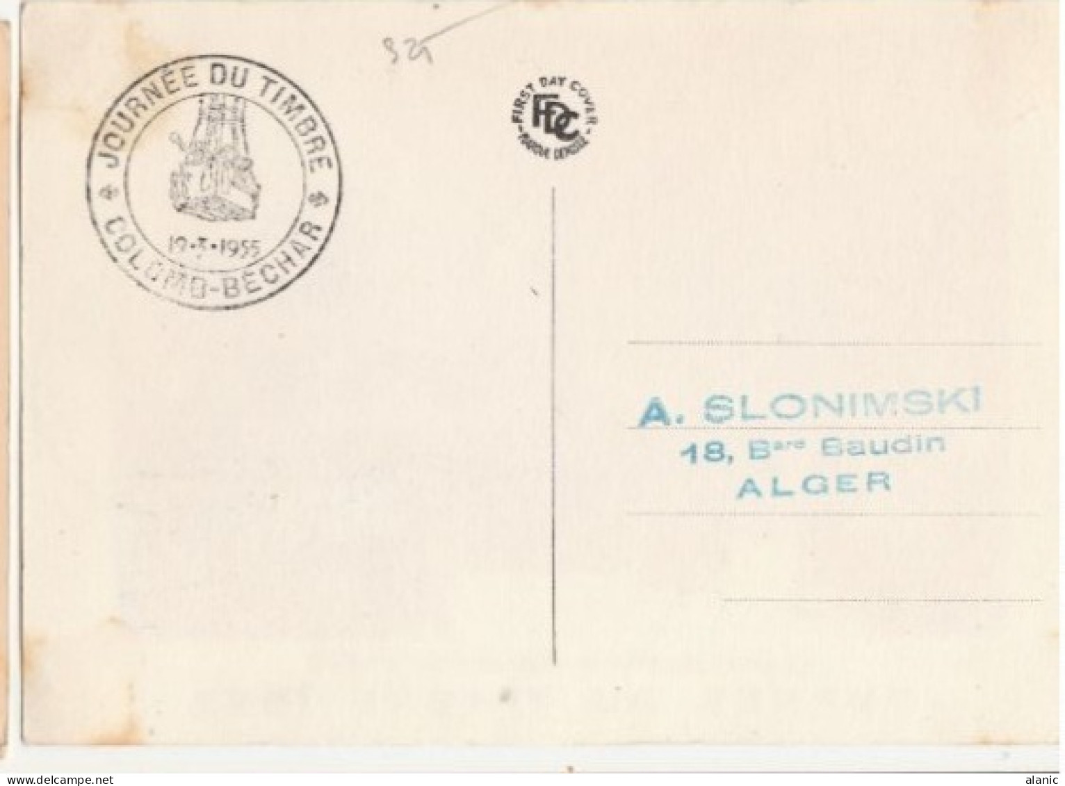 ALGERIE-Carte Maximum- N°325  JOURNEE DU TIMBRE 1955-BALLON MONTE-COLOMB-BECHAR - Maximumkaarten