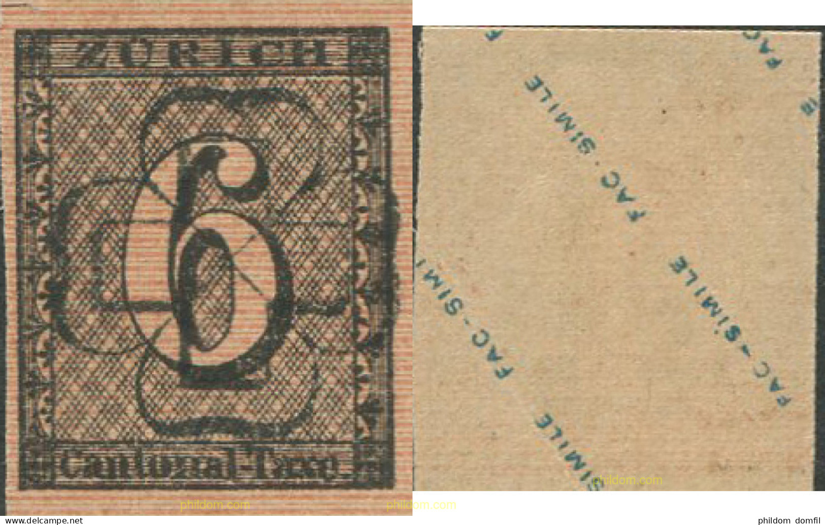 707964 MNH SUIZA 1843 ZURICH- FAC-SIMIL - 1843-1852 Kantonalmarken Und Bundesmarken
