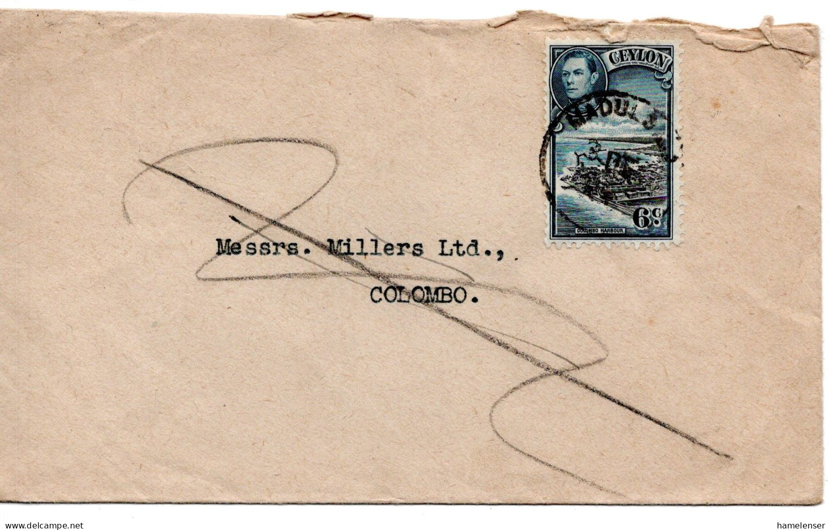 67715 - Ceylon - 1943 - 5c KGVI EF A Doppelt Gebr Bf COLOMBO -> Chicago, IL (USA), M US-Zensurstpl - Ceilán (...-1947)