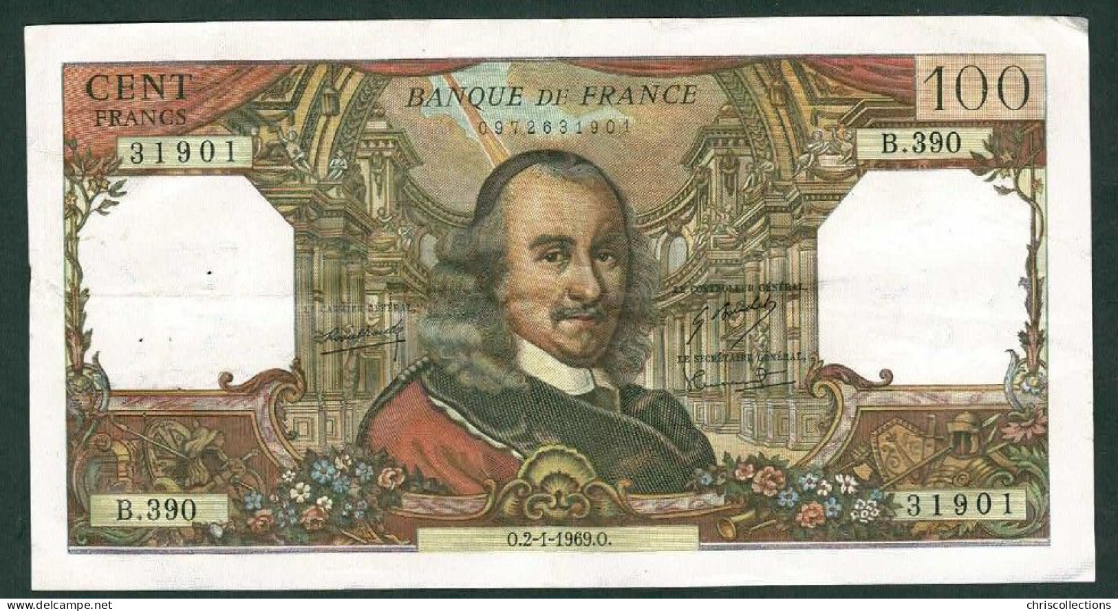 FRANCE - 100 Francs Corneille - 2/1/1969 - TTB+ - F. : 65/25 - N° De Billet : 31901 - 100 F 1964-1979 ''Corneille''