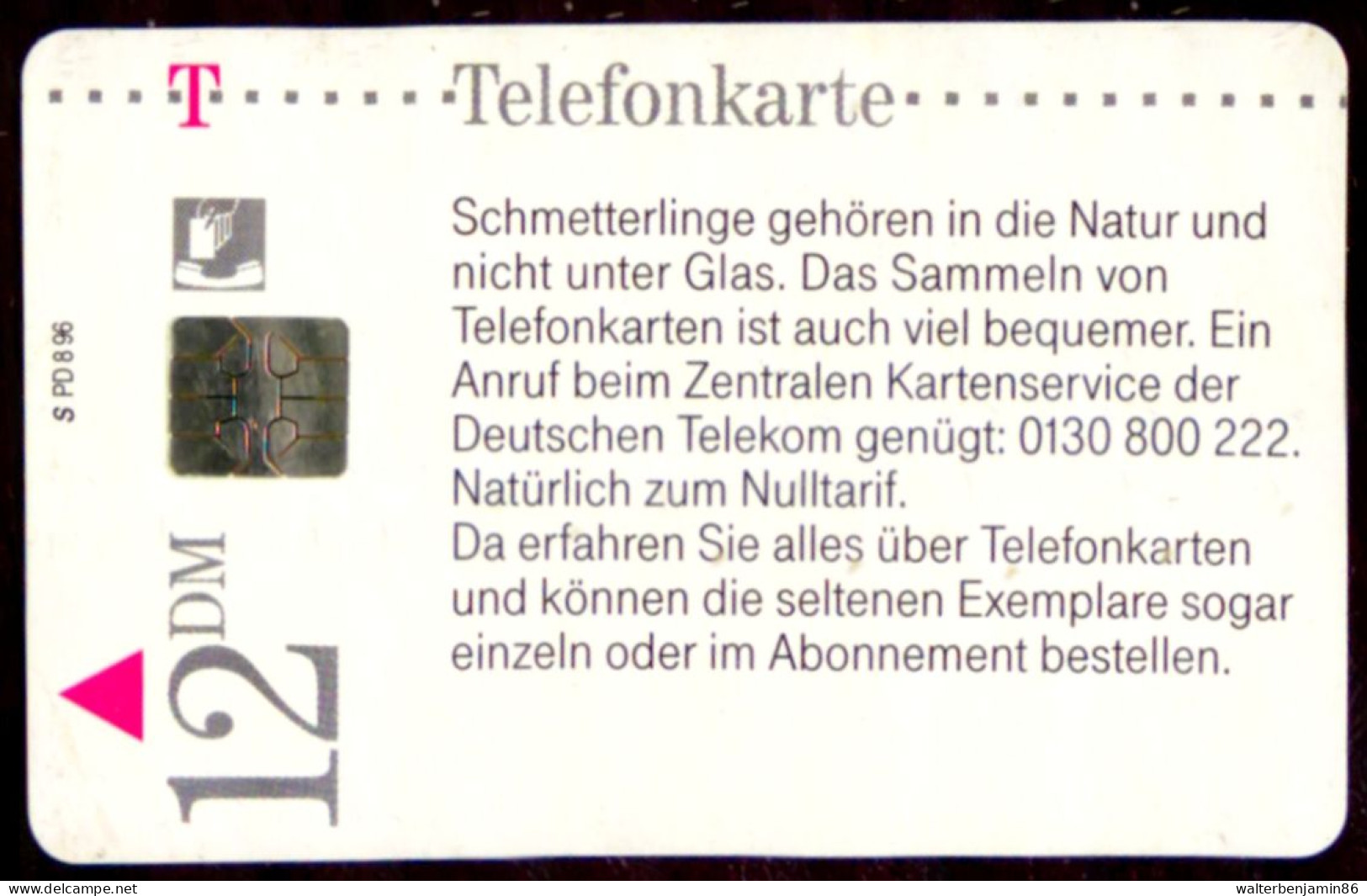 SCHEDA PHONECARD GERMANY RETTET DIE SCHMETTERLINGE 1 PD 08/96 4610 - P & PD-Series: Schalterkarten Der Dt. Telekom