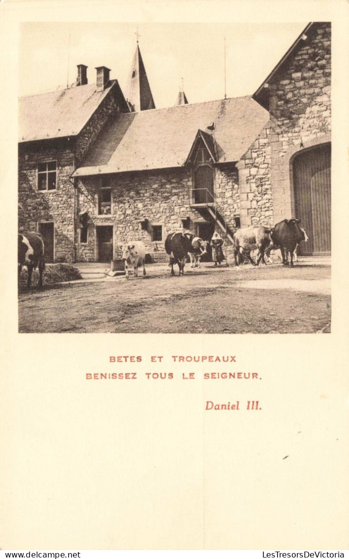 BELGIQUE - ABBAYE DE MAREDRET - La Ferme - Bêtes Et Troupeau Bénissez Tous Le Seigneur - Carte Postale Ancienne - Anhee