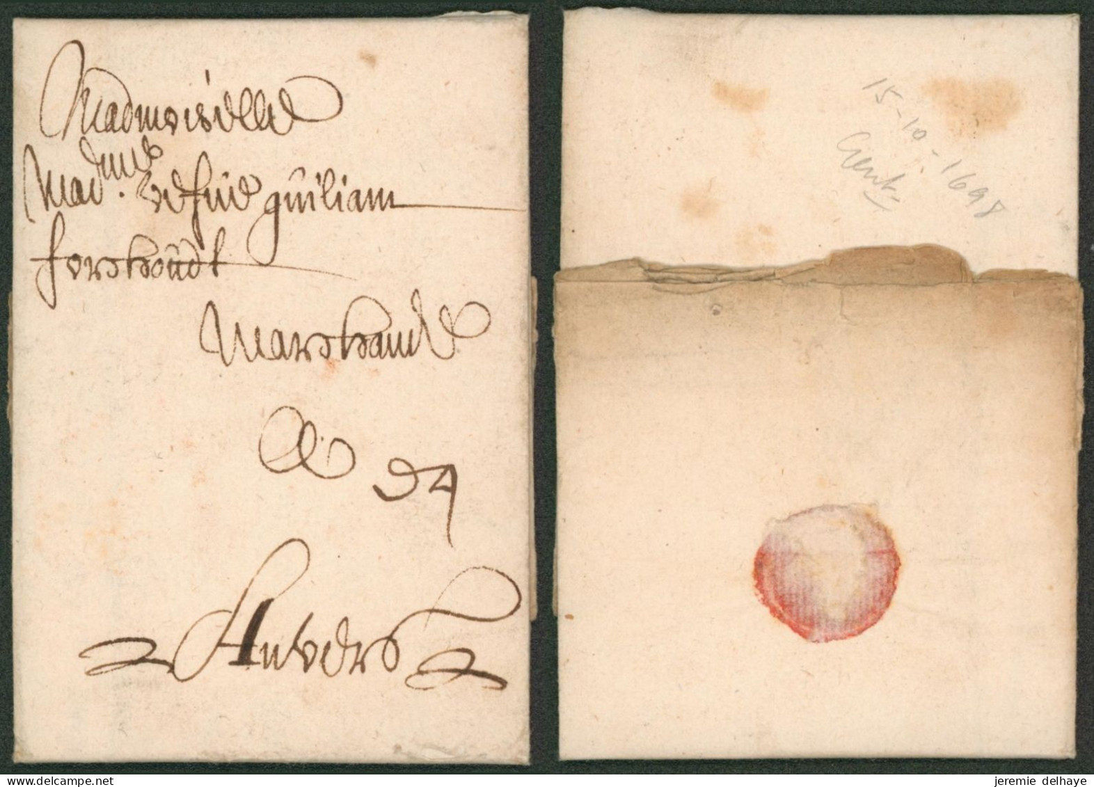 Précurseur - LAC Datée De Gent (15/10/1698) Sans Marque De Départ > Anvers / Poste Privée. - 1621-1713 (Paesi Bassi Spagnoli)