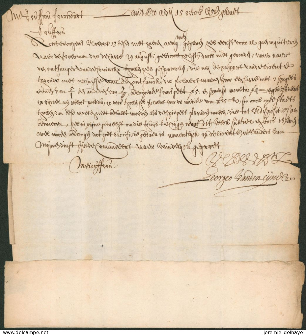 Précurseur - LAC Datée De Gent (15/10/1698) Sans Marque De Départ > Anvers / Poste Privée. - 1621-1713 (Spaanse Nederlanden)