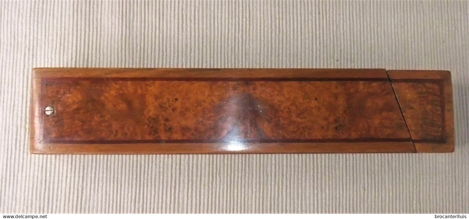 ANTIGUO ESTUCHE PLUMIER DE 2 PISOS MADERA DE RAIZ - Lapiceros